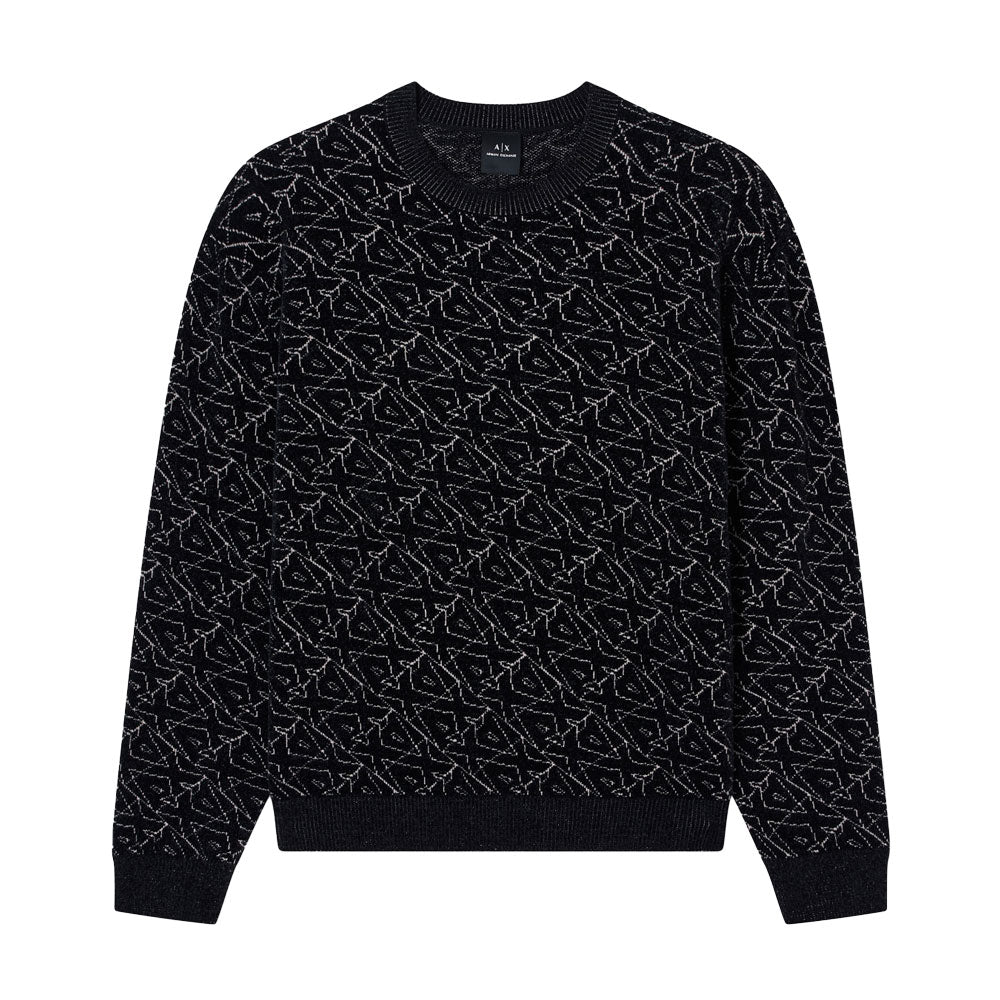 Armani Exchange Crew Neck All Over Print Sweater XM001330 - Black