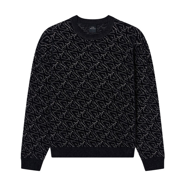 Armani Exchange Crew Neck All Over Print Sweater XM001330 - Black