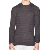 Armani Exchange Crew Neck Wavy Ribbed Sweater - Grey XM001560