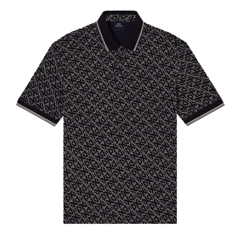 Armani Exchange Logo Pattern Polo Shirt XM001883 - Black