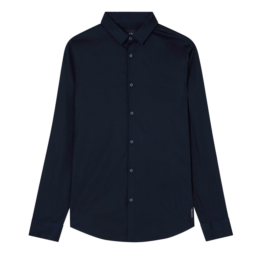 Armani Exchange Slim Fit Woven Cotton Shirt - Black 8NZC31