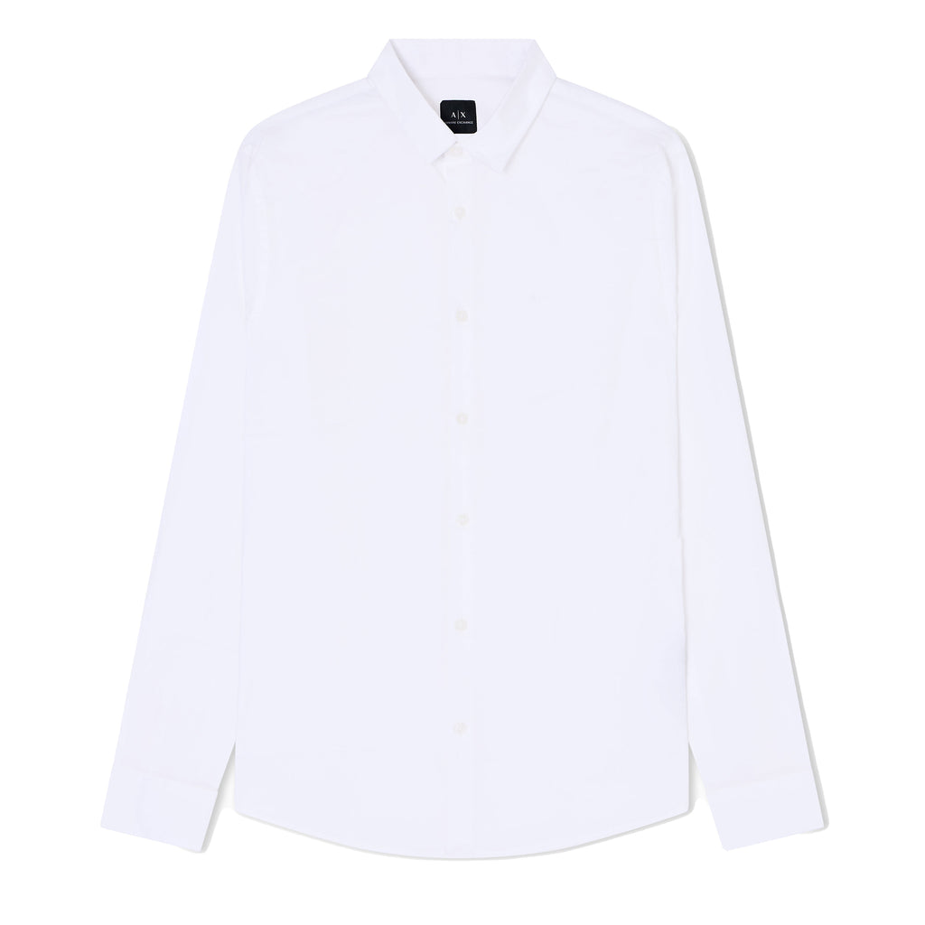 Armani Exchange Slim Fit Woven Cotton Shirt - White 8NZC31