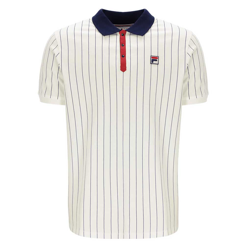 Fila Vintage BB1 Classic Vintage Striped Polo - Gardenia/ Navy/ Red