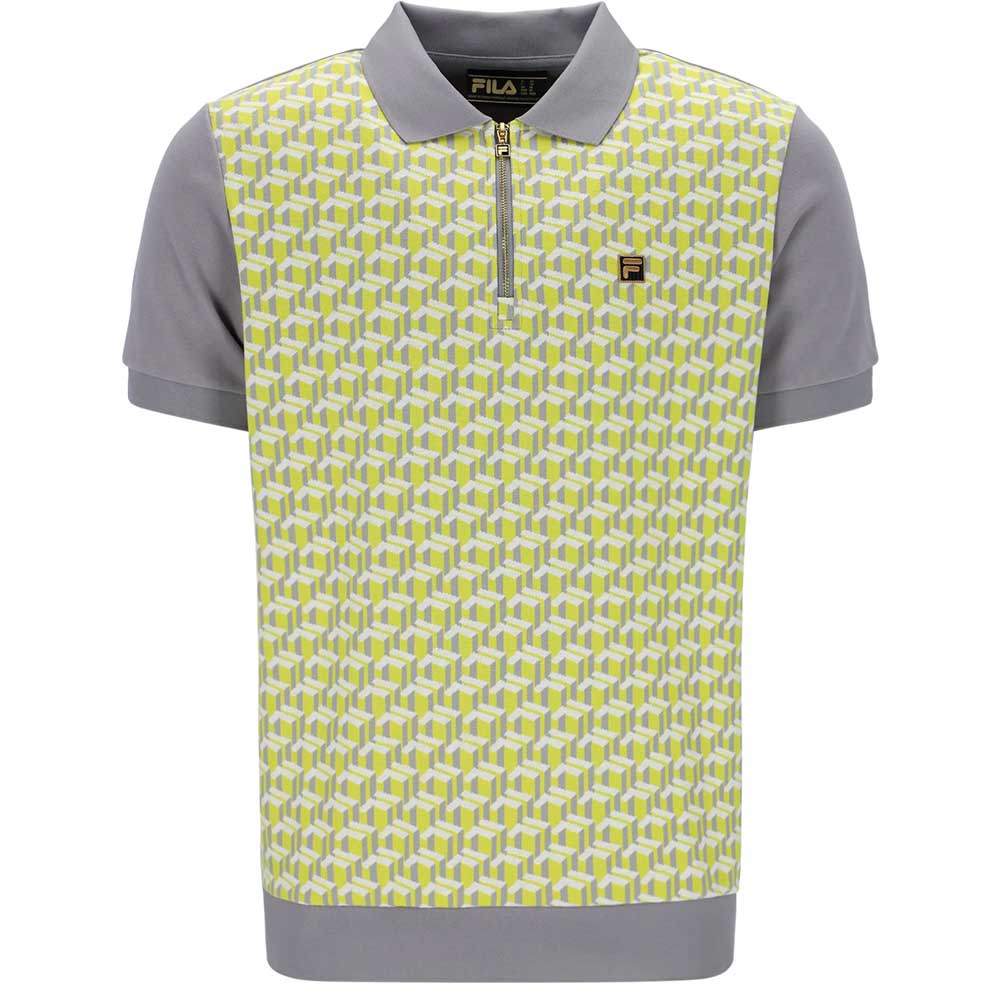 Fila Gold Axel Geo Jacquard Polo - Yellow / Grey