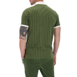 Fila Vintage BB1 Classic Vintage Striped Polo - Chive Green / Gardenia/ Windsor wine