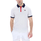 Fila Vintage BB1 Classic Vintage Striped Polo - White/ Navy/ Red