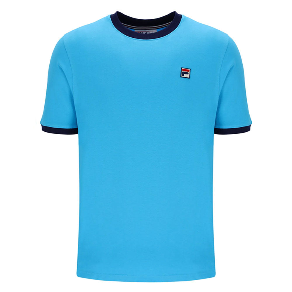 Fila Vintage Marconi Ringer T Shirt - Cyan Blue / Navy