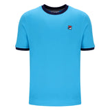 Fila Vintage Marconi Ringer T Shirt - Cyan Blue / Navy