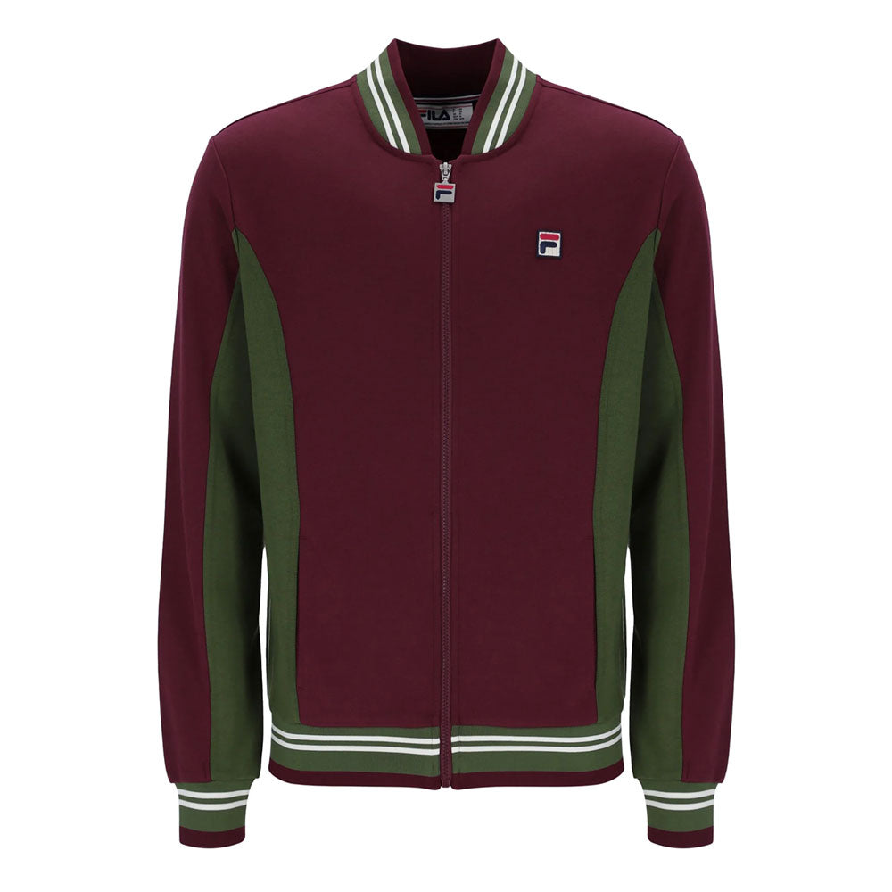 Fila Vintage Settanta Baseball Track Jacket MK1 -Windsor Wine / Chive Gardenia