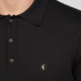 Gabicci Vintage Mens Jackson three button Knitted Polo - Black V00GK04