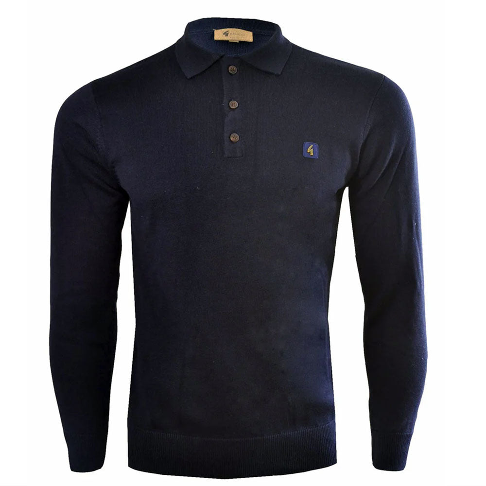 Gabicci Vintage Mens Francesco Polo Collar Sweater - Navy V00GK08