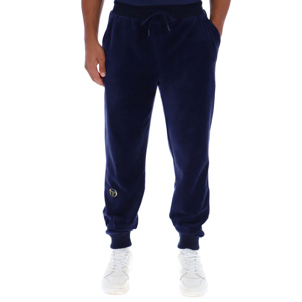 Sergio Tacchini Court Velour Track Pant - Maritime Blue/Gardenia