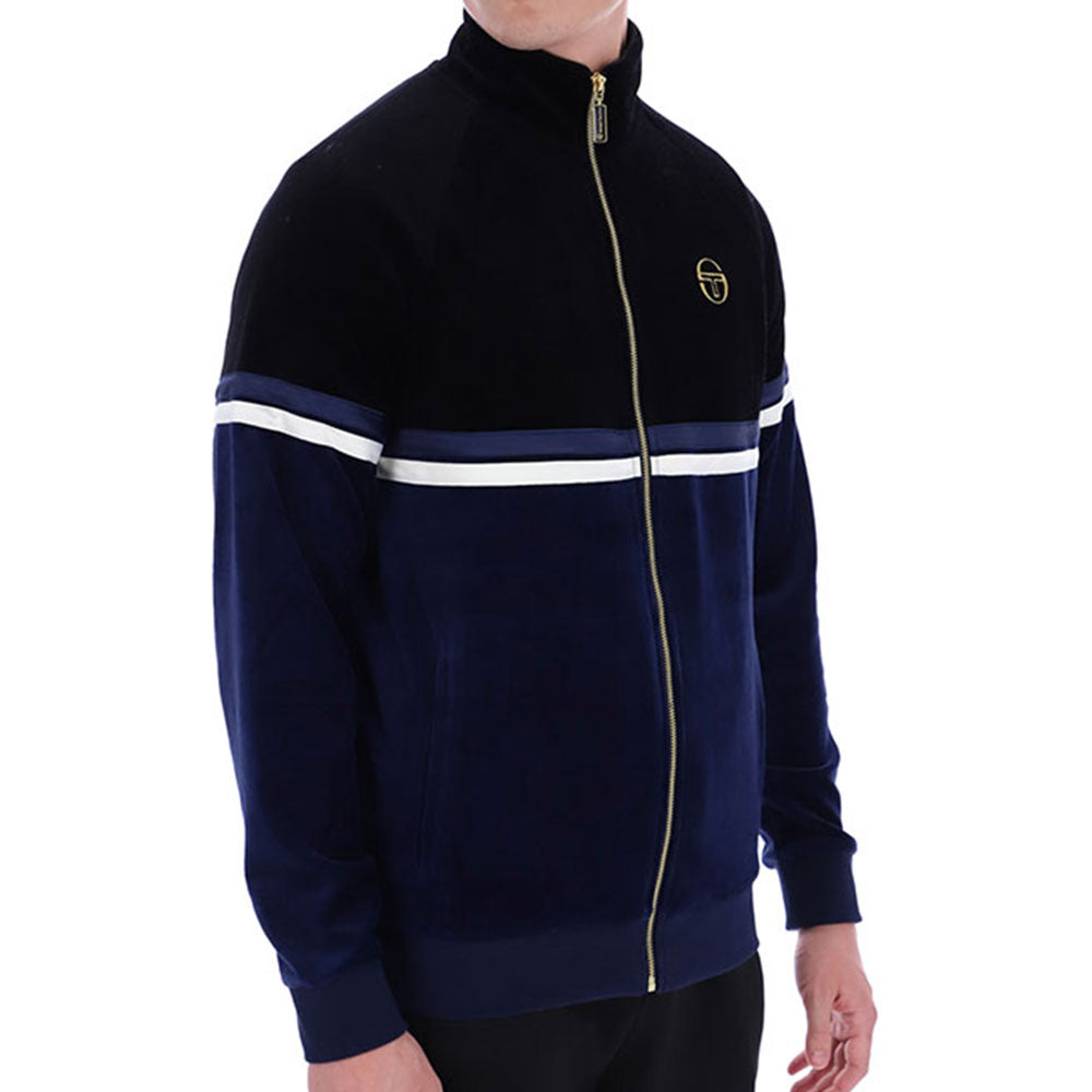 Sergio Tacchini Orion Luxe Velour Track Top - Black / Marmite Blue