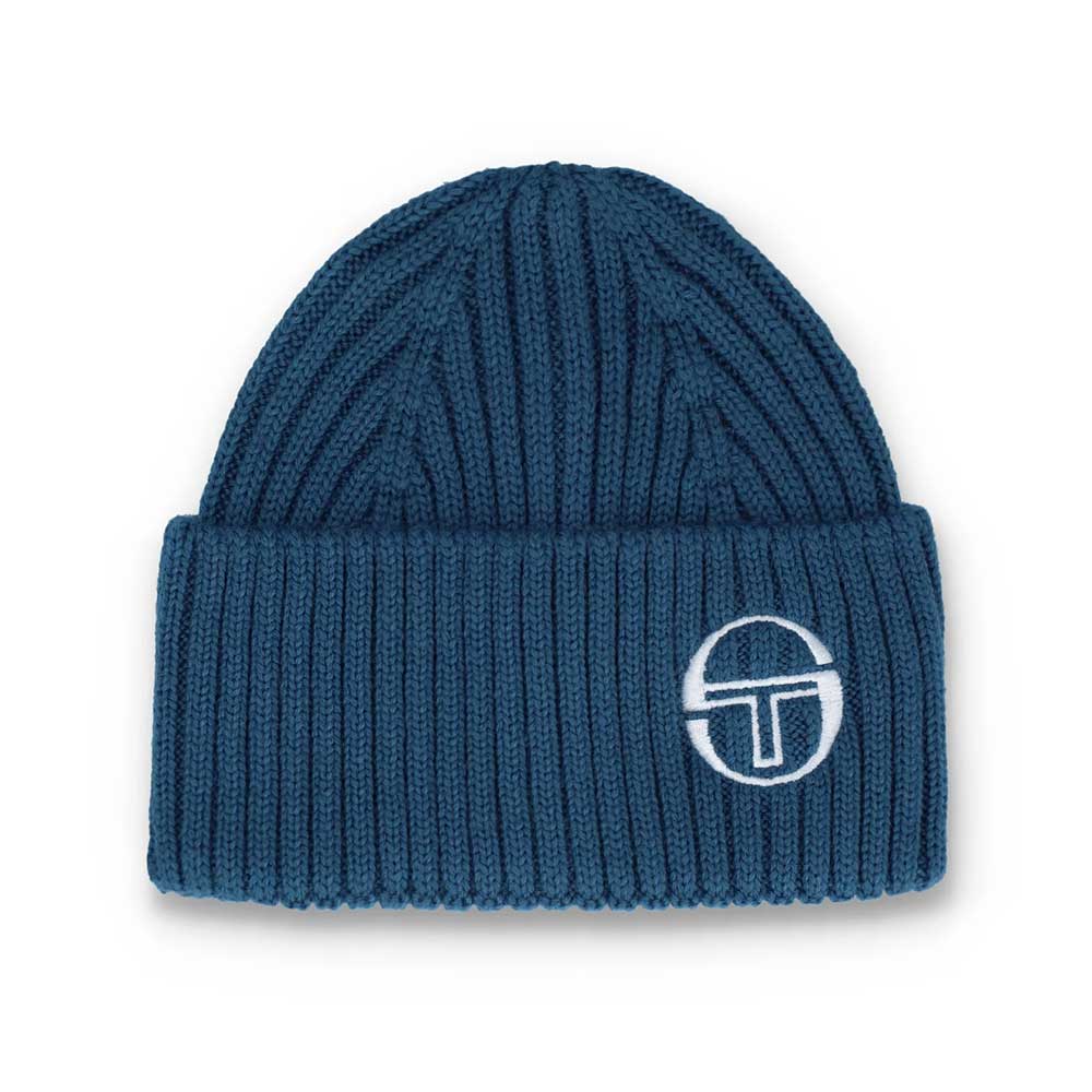 Sergio Tacchini Seppi Ribbed Turn Up Beanie - Vintage Indegio / White