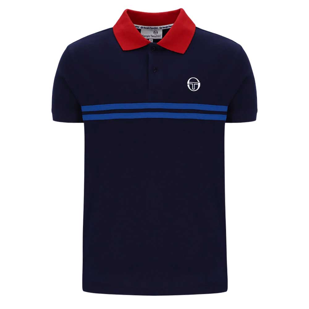 Sergio Tacchini supermac Polo Shirt - Maritime Blue / Adrenaline Rush