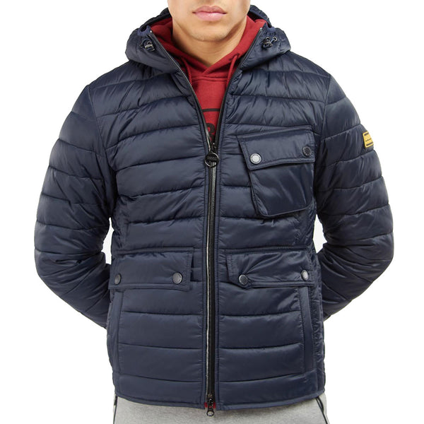 Barbour International Mens Ouston Hooded Slim Quilted Jacket - Navy