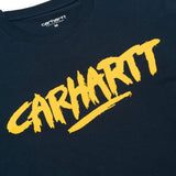 Carhartt WIP S/S Painted Script Short Sleeve T-Shirt - Navy / Yellow - so-ldn