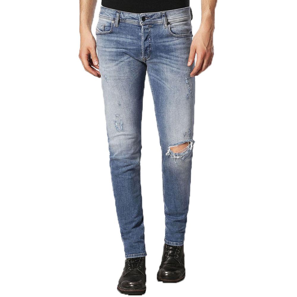 Diesel Sleenker 084GL Distressed Skinny Jeans - Light Blue - so-ldn