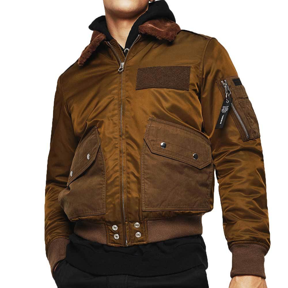Diesel W-Slotkin-A Jacket Flight Bomber Jacket - Green / Brown