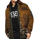 Diesel W-Slotkin-A Jacket Flight Bomber Jacket - Green / Brown