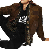 Diesel W-Slotkin-A Jacket Flight Bomber Jacket - Green / Brown