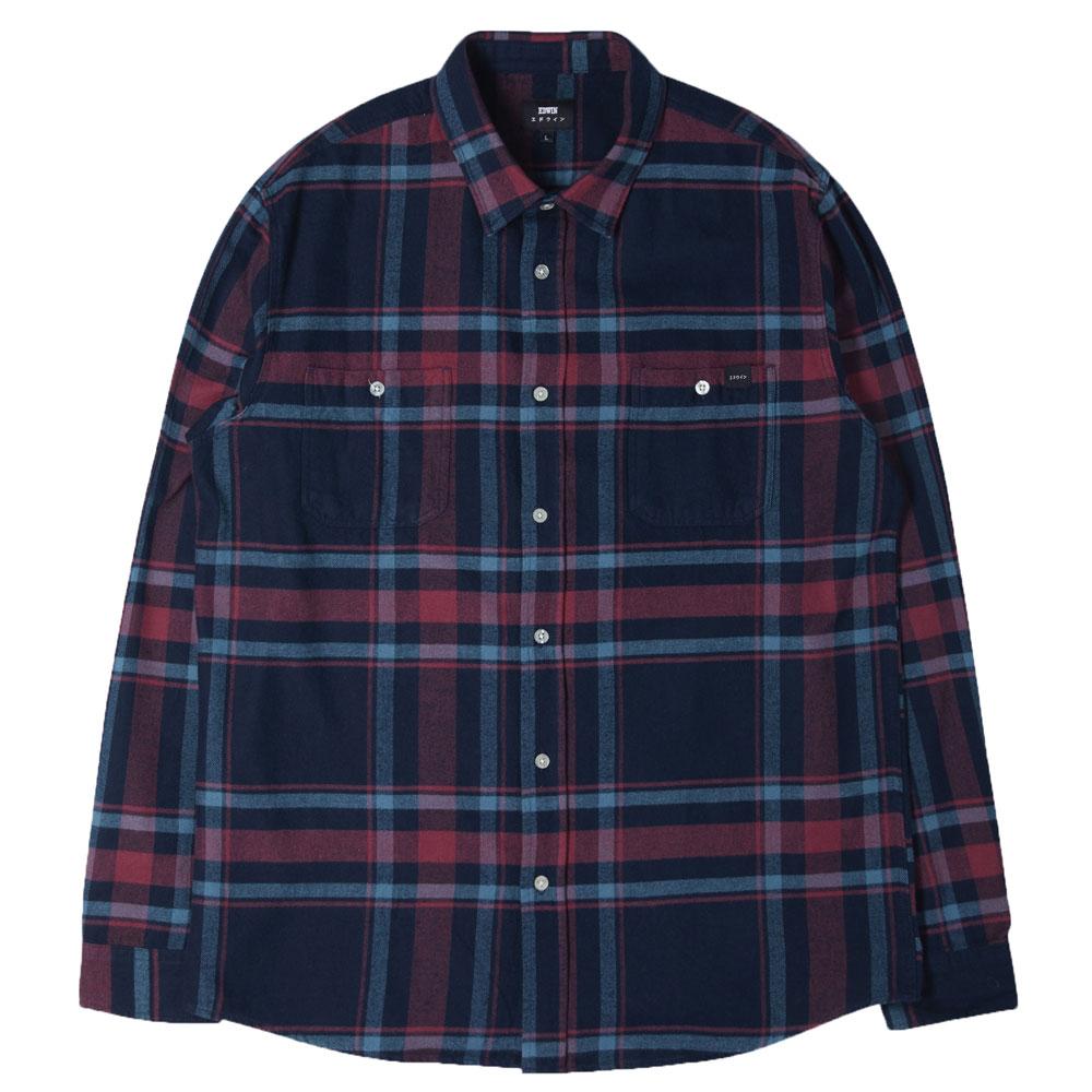 Edwin Labour Flannel Shirt - Oxblood Red Purple - so-ldn