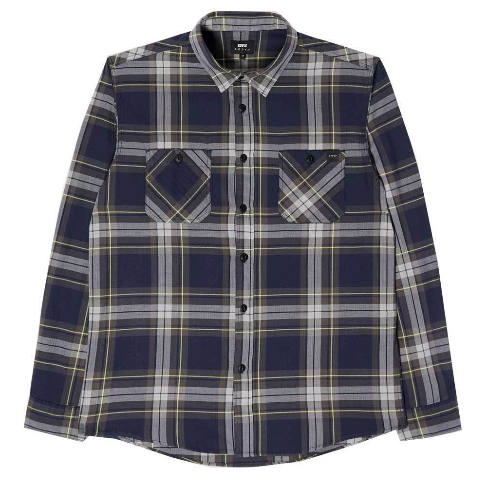 Edwin Jeans Labour Shirt Light Herringbone Flannel - Navy - so-ldn