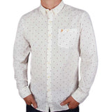 Farah Albyn Slim Fit Long Sleeve Shirt - Off White / Wine - so-ldn