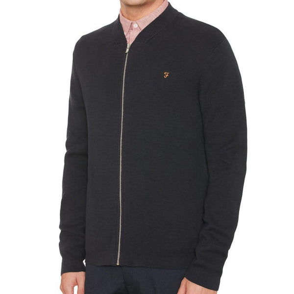 Farah Usher Milano Bomber Zip Knit - Navy - so-ldn