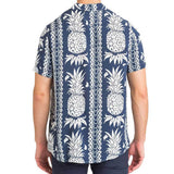 Guess Mens Hawaiian Print Short Sleeve Shirt -  Blue - so-ldn