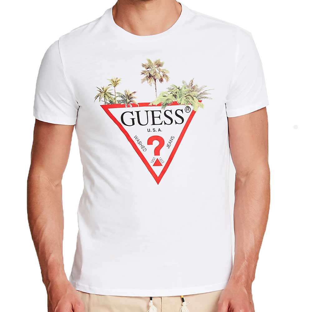 Guess Palm Tree Triangle T-Shirt - White