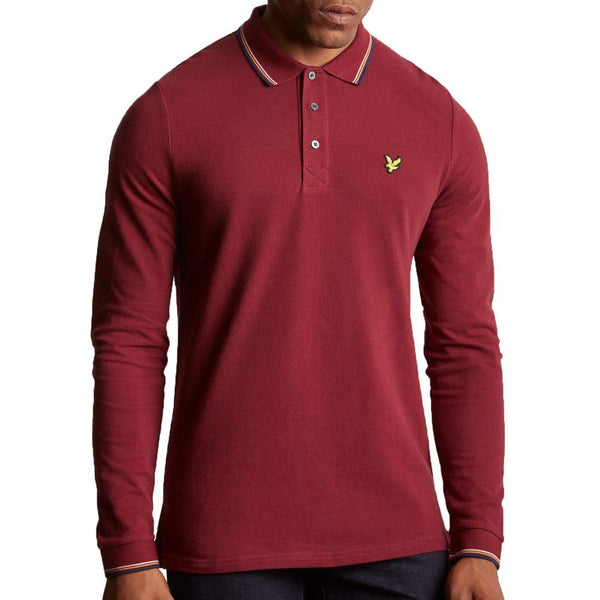 Lyle & Scott Long Sleeve Tipped Polo Shirt - Burgundy Claret Jug - so-ldn