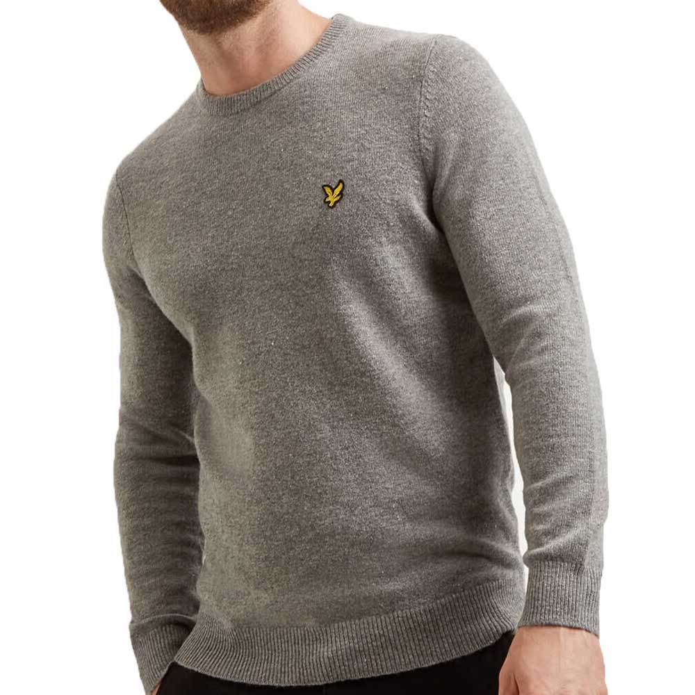 Lyle And Scott Cotton Merino Crew Neck Jumper - Mid Grey Marl