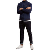 Lyle And Scott Zip Through Jersey Funnel Neck Sweatshirt - Navy - so-ldn