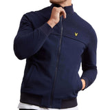 Lyle And Scott Zip Through Jersey Funnel Neck Sweatshirt - Navy - so-ldn