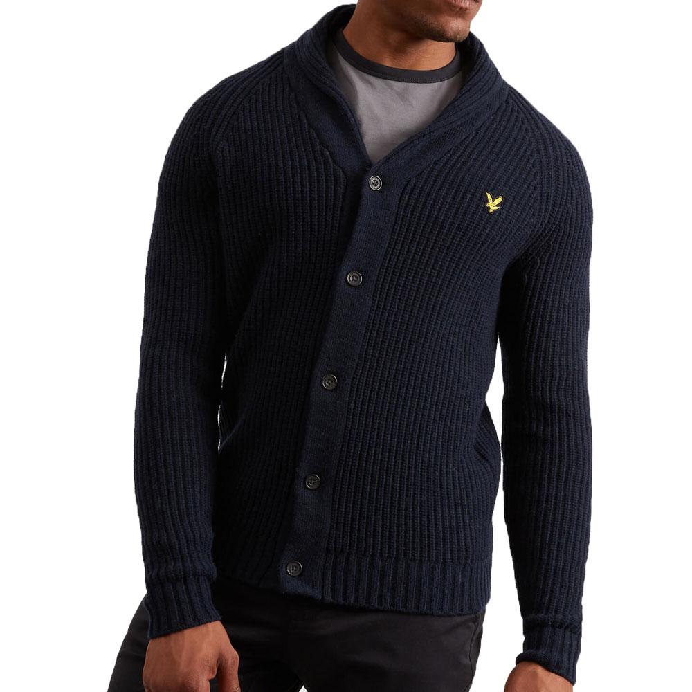 Lyle and Scott Shawl Neck Cardigan - Black - so-ldn