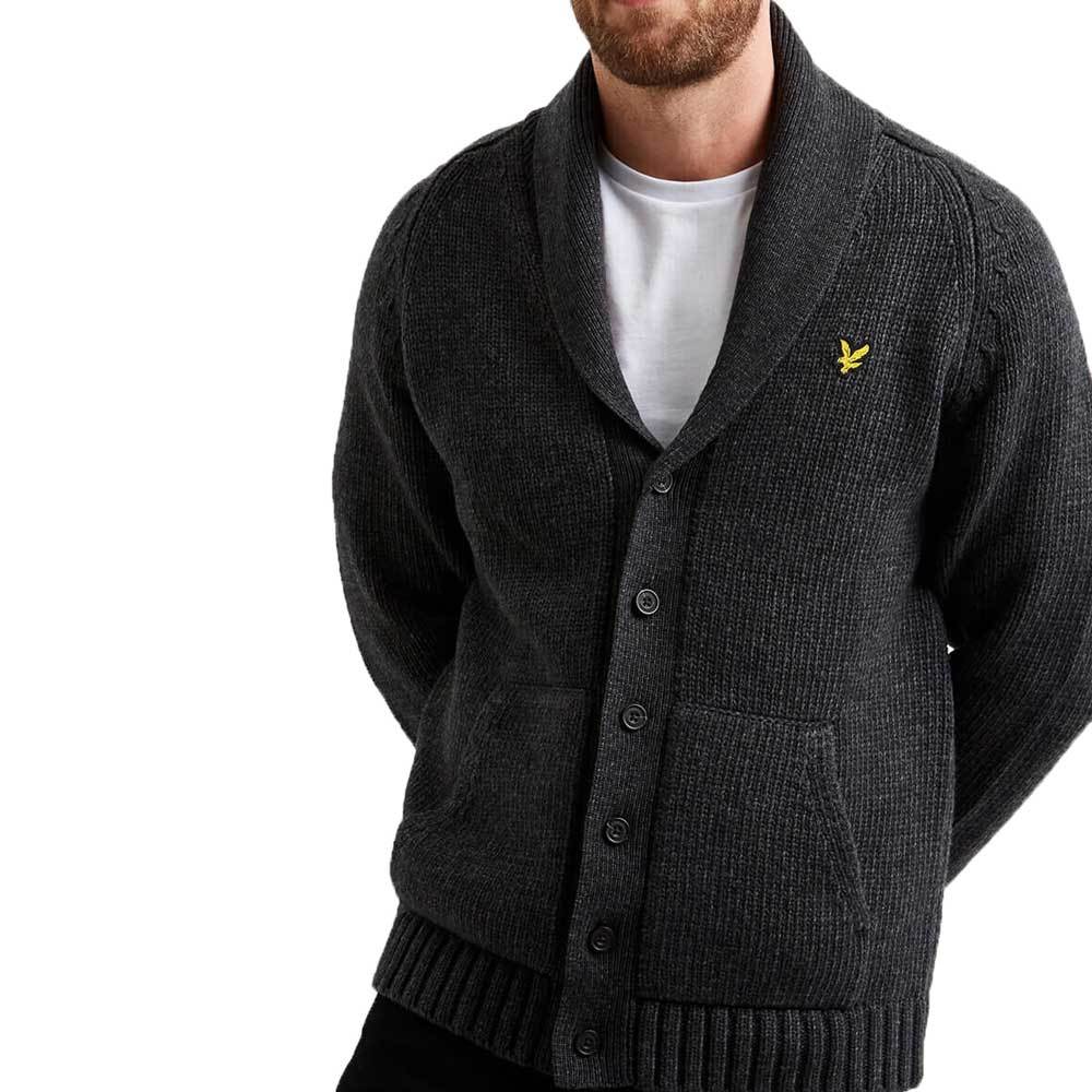 Lyle and Scott Shawl Neck Cardigan - Charcoal Marl KN1115V