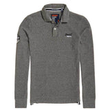 Superdry Classic Long Sleeve Pique Polo Shirt - Hammer Grey Grit - so-ldn