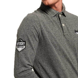 Superdry Classic Long Sleeve Pique Polo Shirt -  Hammer Grey Grit - so-ldn