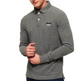 Superdry Classic Long Sleeve Pique Polo Shirt - Hammer Grey Grit - so-ldn
