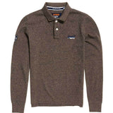 Superdry Classic Long Sleeve Pique Polo Shirt -  Pebble Brown - so-ldn