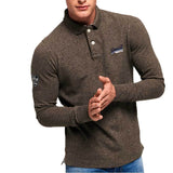 Superdry Classic Long Sleeve Pique Polo Shirt - Pebble Brown - so-ldn