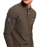 Superdry Classic Long Sleeve Pique Polo Shirt -  Pebble Brown - so-ldn