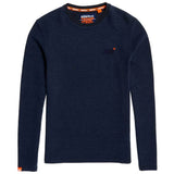 Superdry Men's Orange Label textured Long Sleeve T shirt - Navy Marl - so-ldn