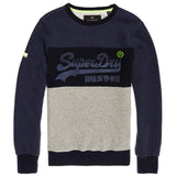 Superdry Men's Vintage Logo Panel Crew Sweatshirt - Shadow Cast Navy Marl - so-ldn