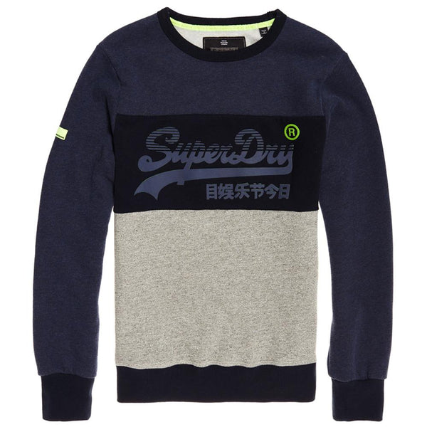 Superdry Men s Vintage Logo Panel Crew Sweatshirt Shadow Cast Navy Marl