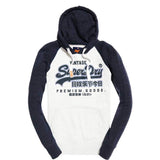 Superdry Mens Premium Goods Raglan Pullover Hoodie - Stadium Silver/Bass Blue - so-ldn