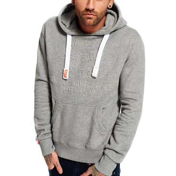 Superdry Mens Shirt Shop Embossed Lite Hoodie - Dark Marl Grey - so-ldn