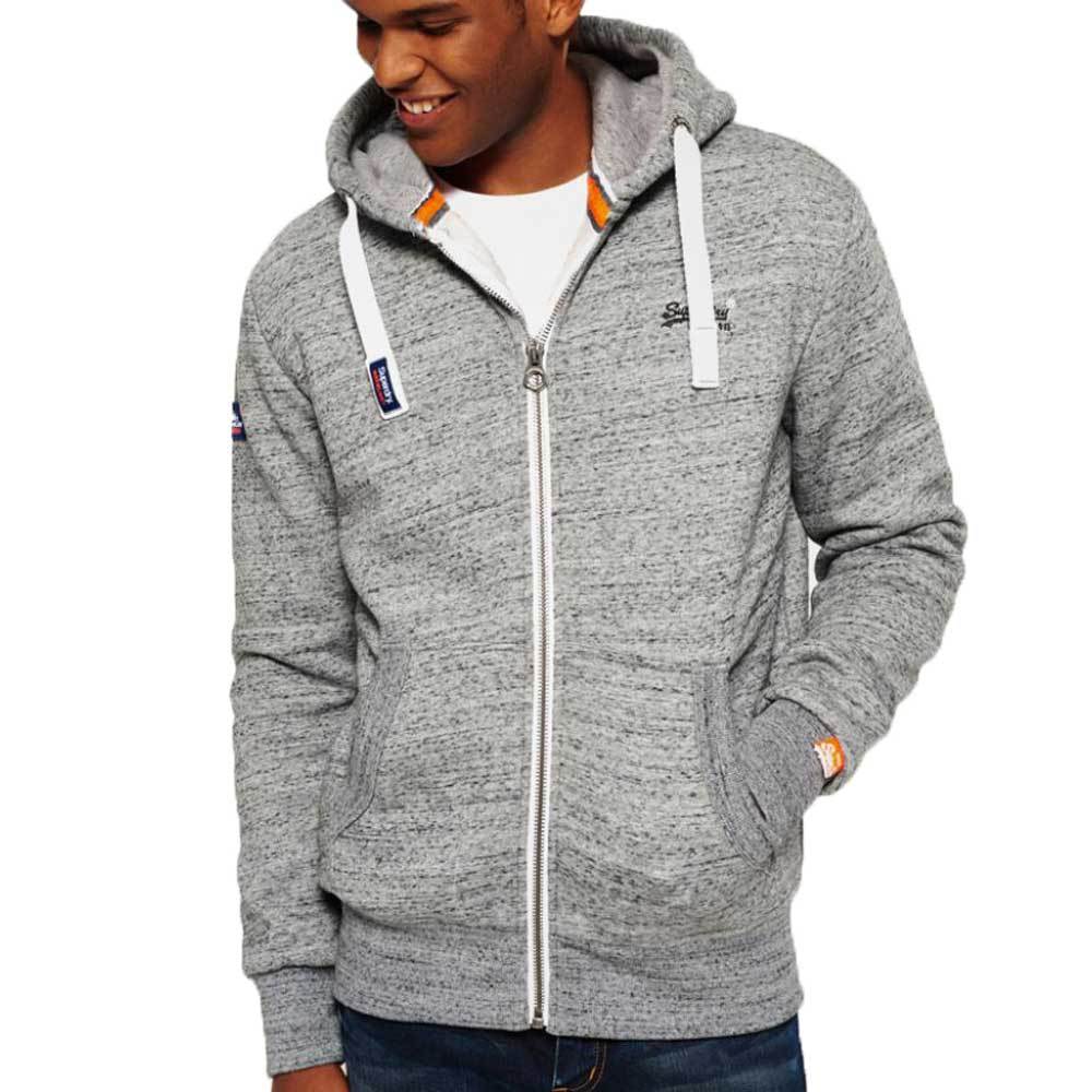 Superdry Orange Label Zip up Hoodie- Flint Grey Grit - so-ldn