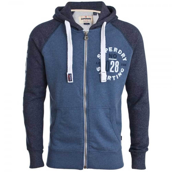 Superdry Sporting Raglan Zip Hoodie - Maritime Grit Blue M20016HP - so-ldn